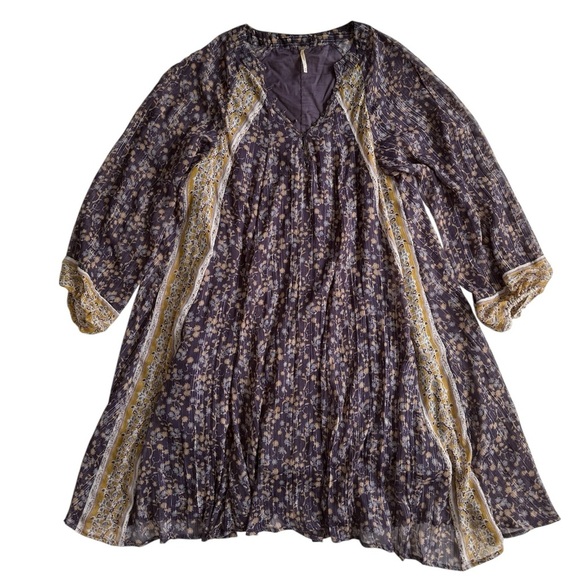 Free People Melody Laughter Purple Dress Sz Medium M Festival Swing Boho Romanti - Picture 2 of 13